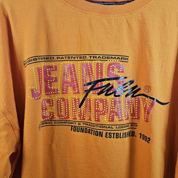Vtg Fubu Jeans Shirt Y2K Men Spellout Graphic Logo Hip Hop Orange 90s sz XXL - Picture 3 of 6